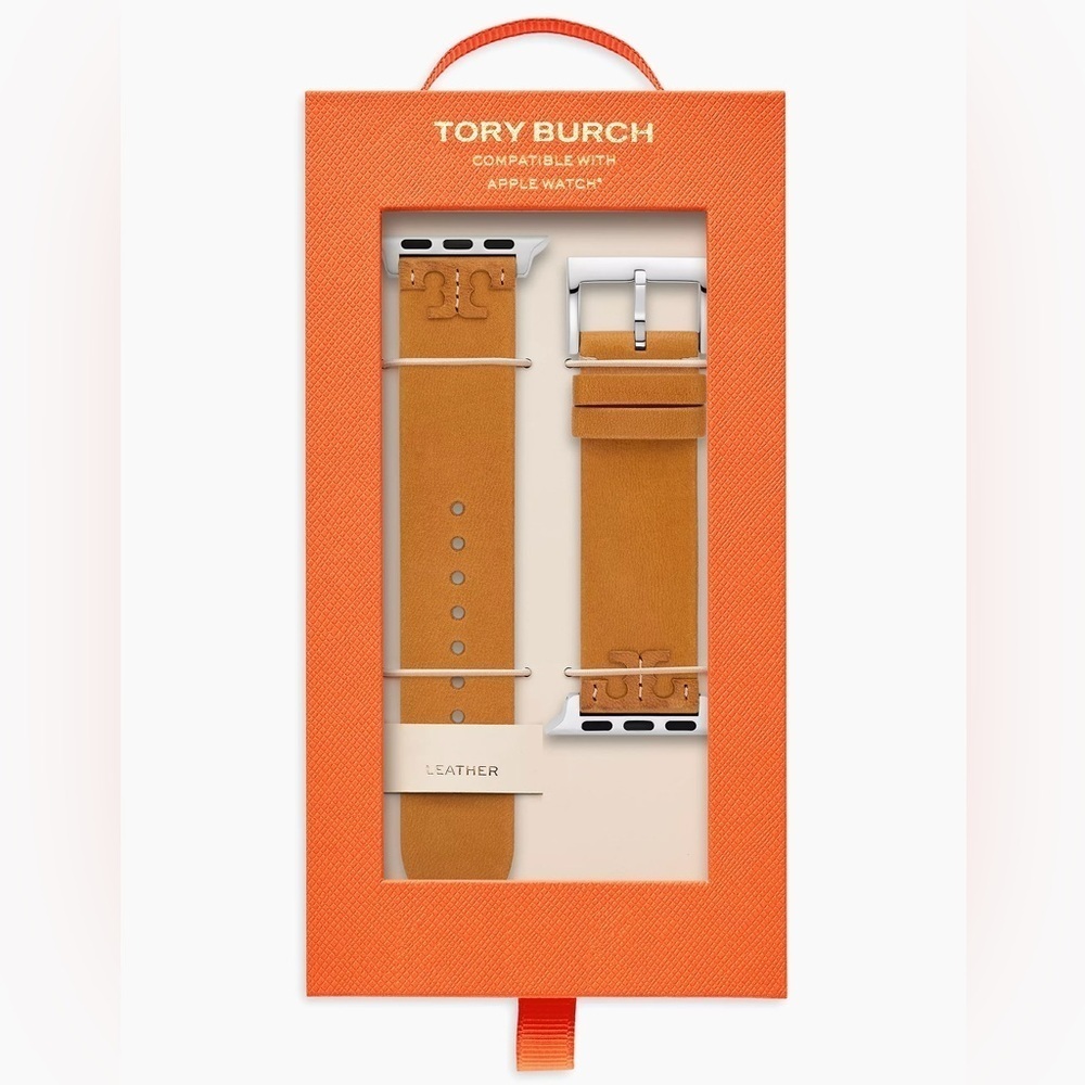 NWT! New! Tory Burch Apple Watch Band 38-45mm -Mcgraw Leather -Tan